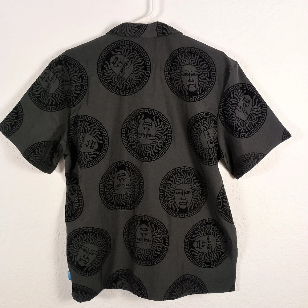 Baroque Gold by‎ Drill Clothing Company Black Button Down Short Sleeve Shirt S